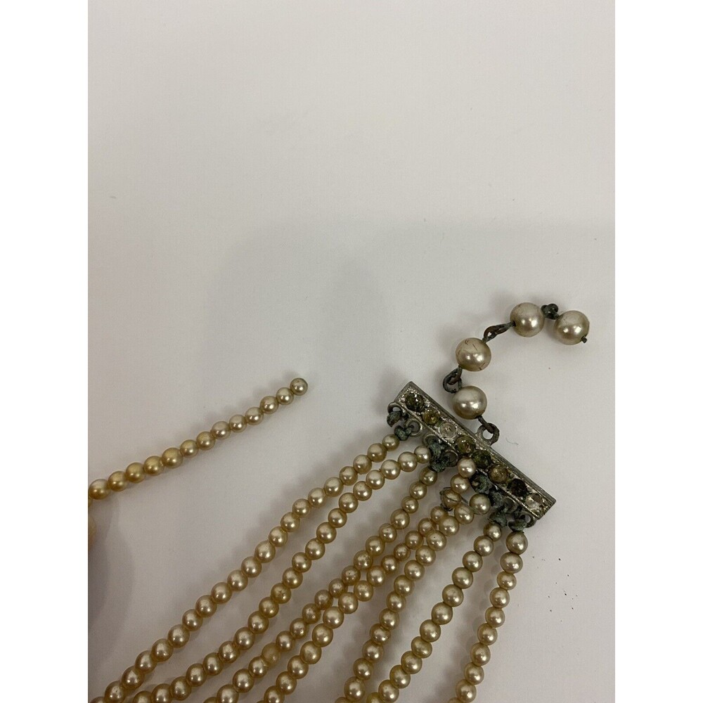 Antique Victorian Layered Pearl Multi Strand Graduated Necklace As Is - Picture 3 of 5